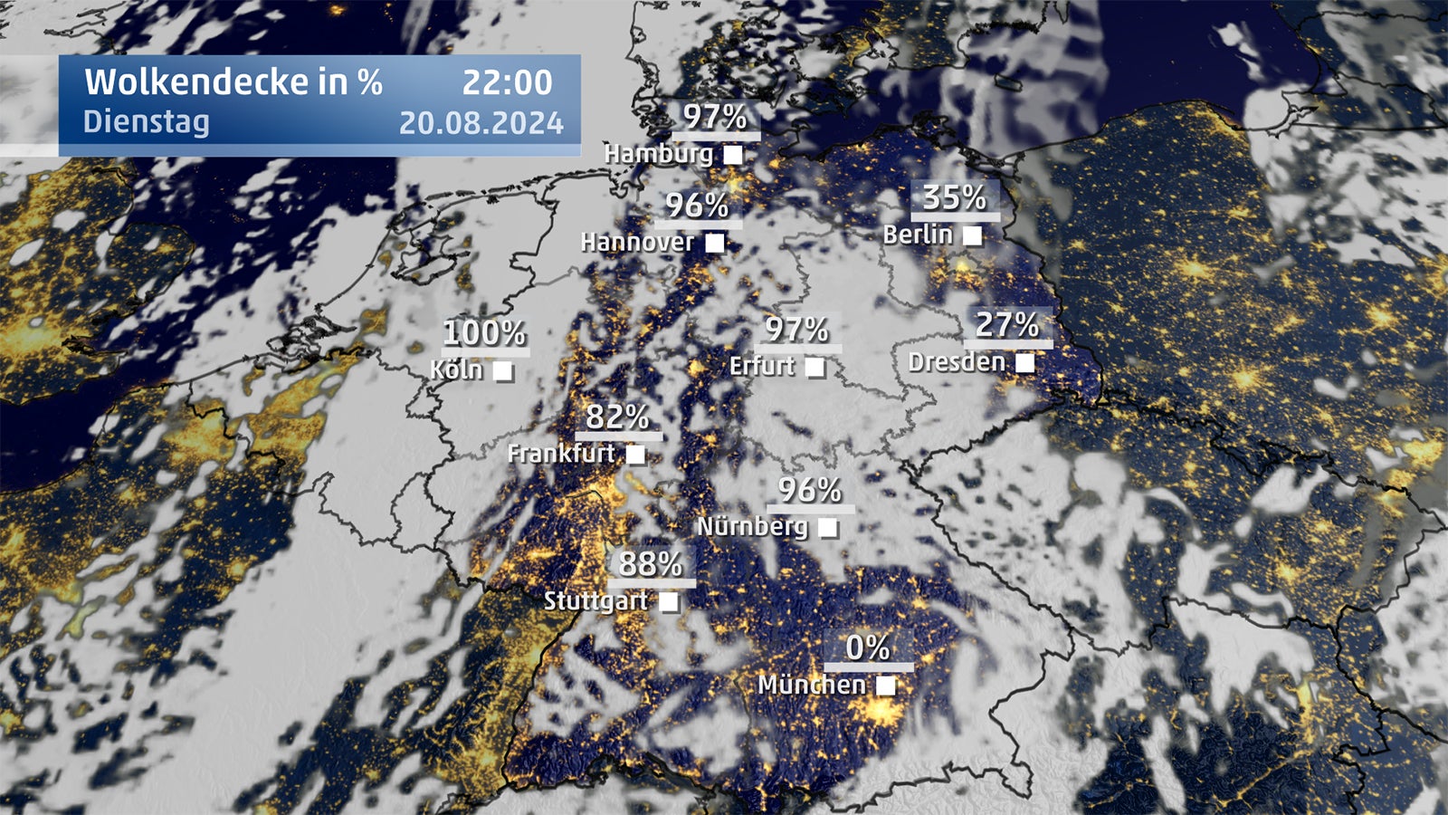 Auch am Dienstag ist der Supermond nicht &uuml;berall zu sehen. 