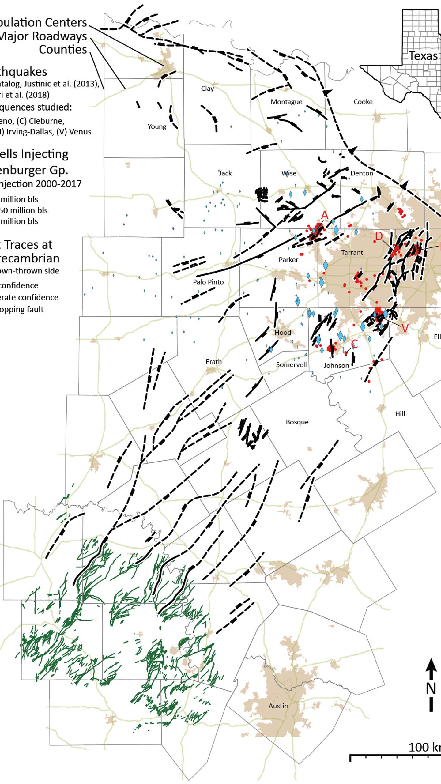 New Map Reveals More Than 250 Fault Lines In Dallas Fort Worth Area Illustrating Potential Earthquake Risk The Weather Channel Articles From The Weather Channel Weather Com Map Of Texas Fault Lines