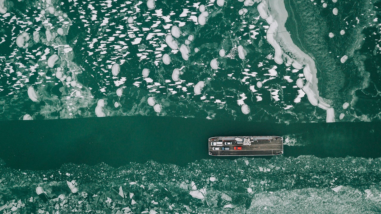 Photographer Peter Orban recently visited a frozen Lake Balaton in Hungary, capturing alien-like shapes and textures seen on the slightly melting surface. (Peter Orban)