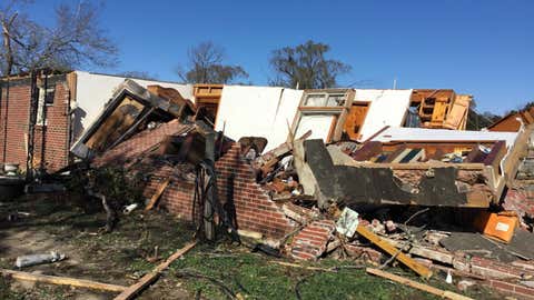 Christiana, Tennessee, was hit by an EF2 tornado overnight Monday, killing at least one. (Twitter/@NWSNashville)