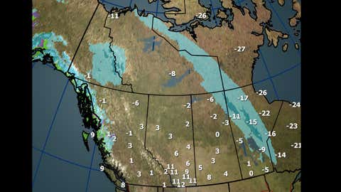 Canada National Forecast: Tuesday December 12 weather and max temperatures