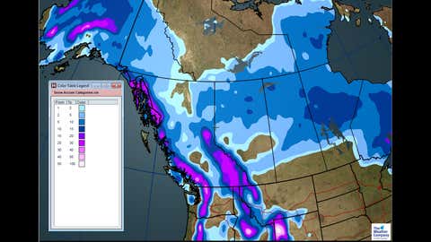 Snowfall forecast for western Canada through Friday, November 17, 2017. (The Weather Channel Canada)