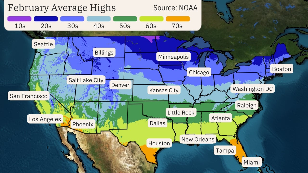February average high temperatures.