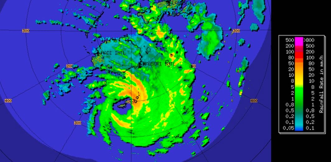 Radar image of TC Harold surrounding Kadavu Island at 0130Z 4/8/10