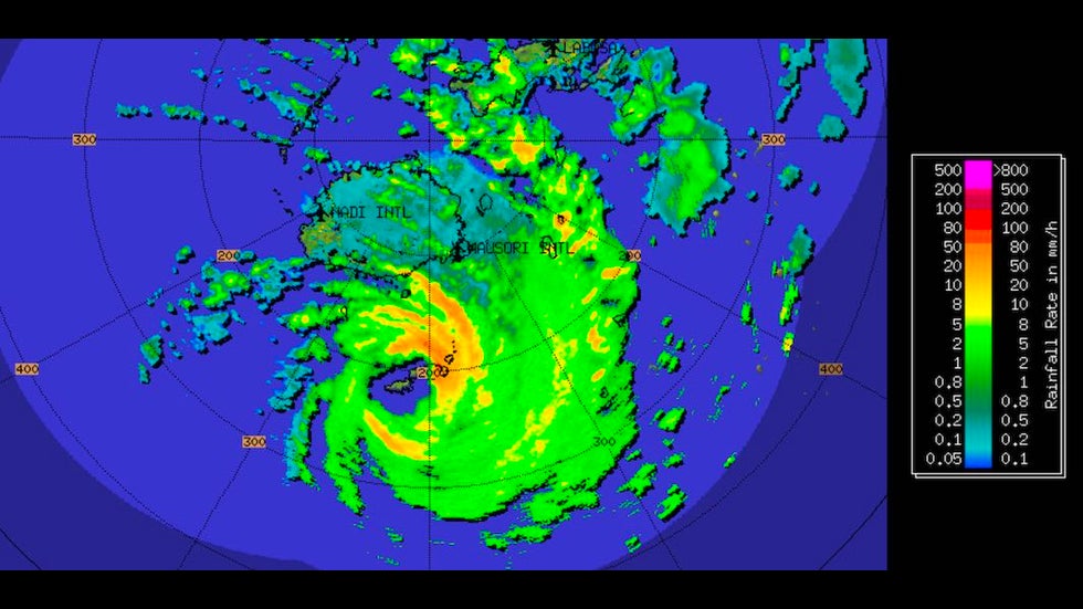 Radar image of TC Harold surrounding Kadavu Island at 0130Z 4/8/10