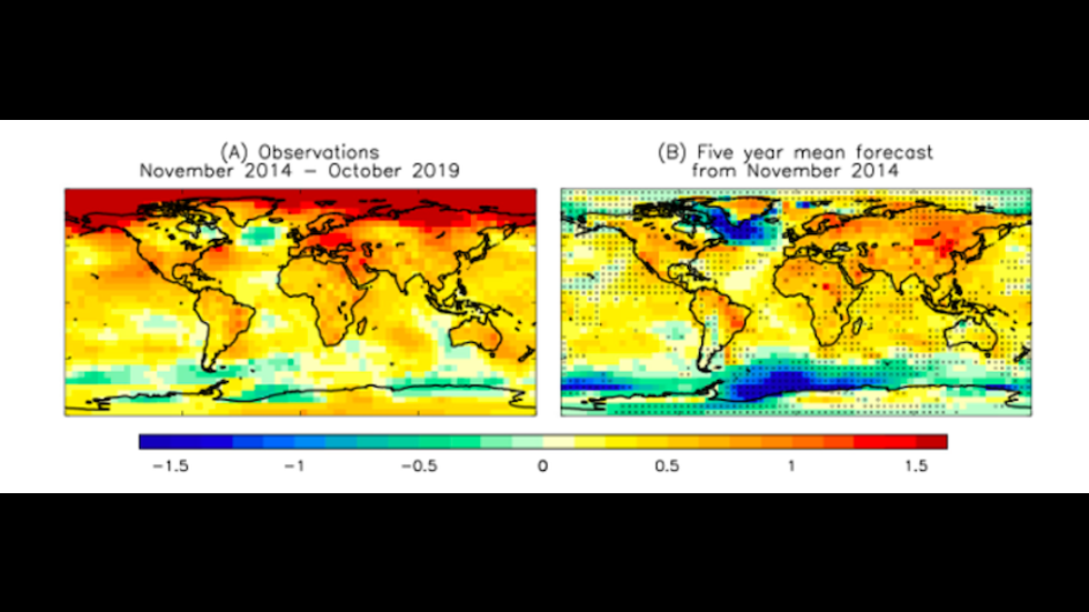 Decadal forecast verification from UK Met Office, 2014-2019