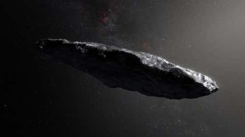 L'astéroïde "Oumuamua" qui signifie "messager" en hawaïen (credit ESC)