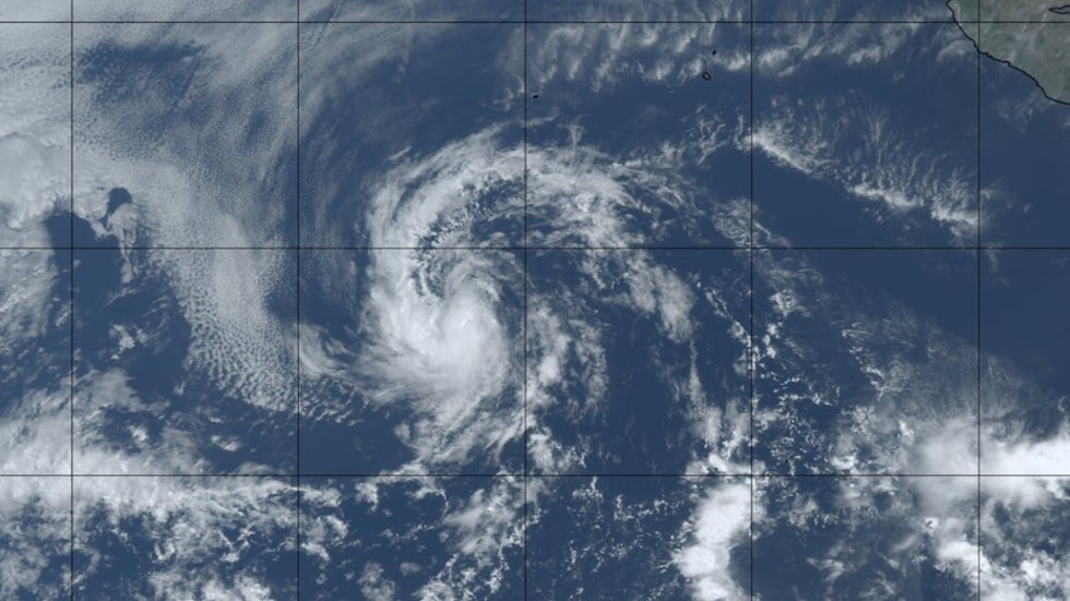 GeoColor visible satellite image of TD 1E from 1725Z 4/25/20