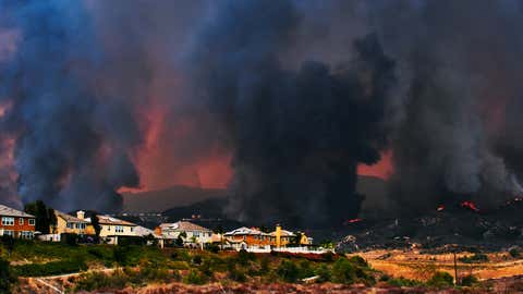 The Holy Fire raging downhill toward the community of Lake Elsinore