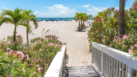 A boardwalk leads to the beach in St. Petersburg, Fla. (Getty Images)