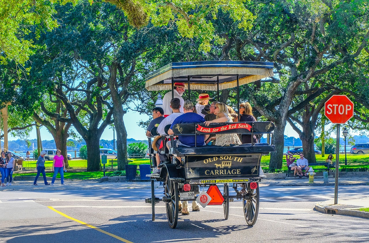 Take a carriage ride in Charleston, S.C. Charleston&rsquo;s Old South Carriage Historic Horse & Carriage Tour is the top booked travel experience in the U.S., according to TripAdvisor. (Getty Images)
