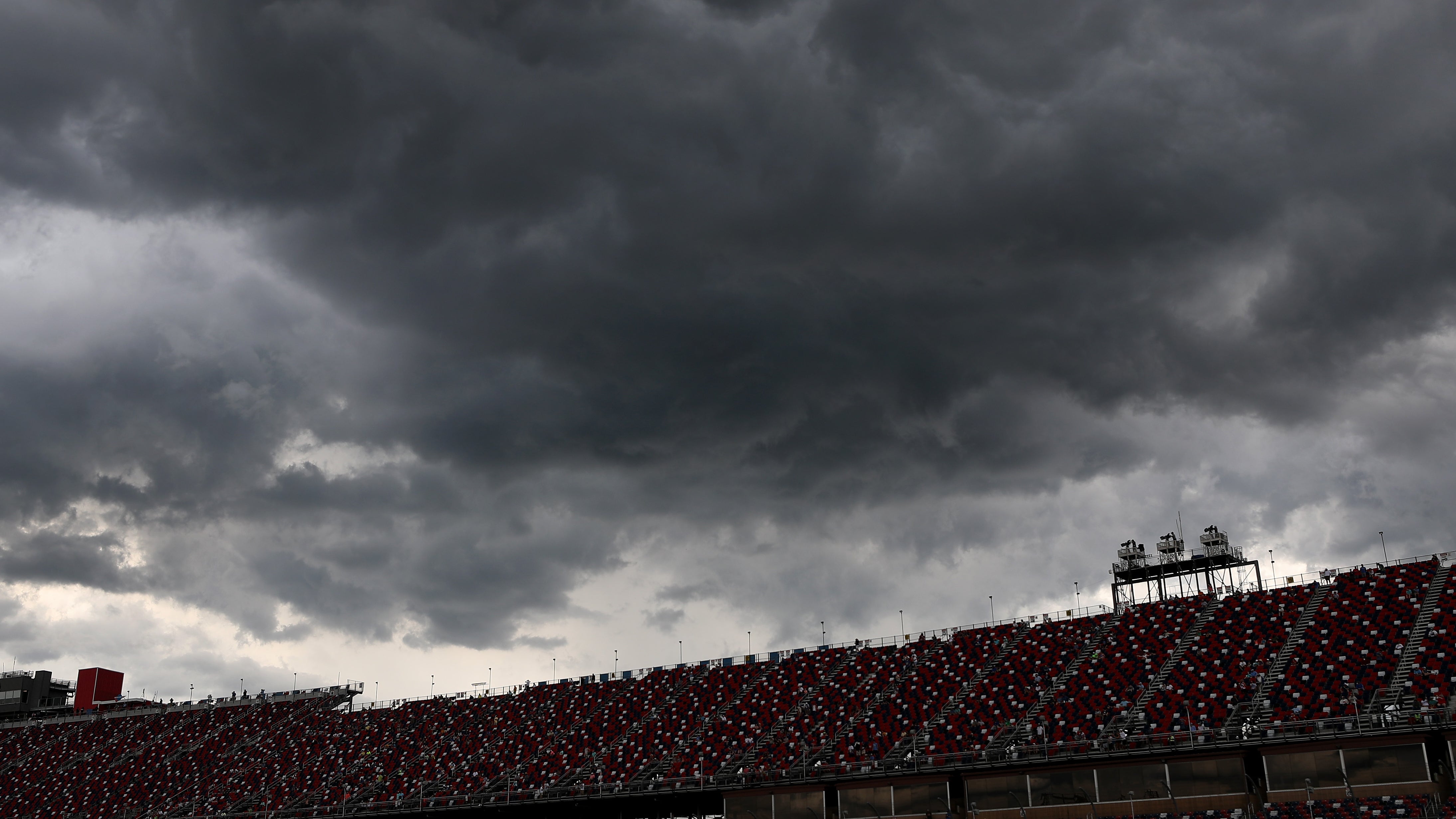 TALLADEGA, ALABAMA - JUNE 22:  Storm clouds seen as cars race during the NASCAR Cup Series GEICO 500 at Talladega Superspeedway on June 22, 2020 in Talladega, Alabama. (Photo by Chris Graythen/Getty Images)