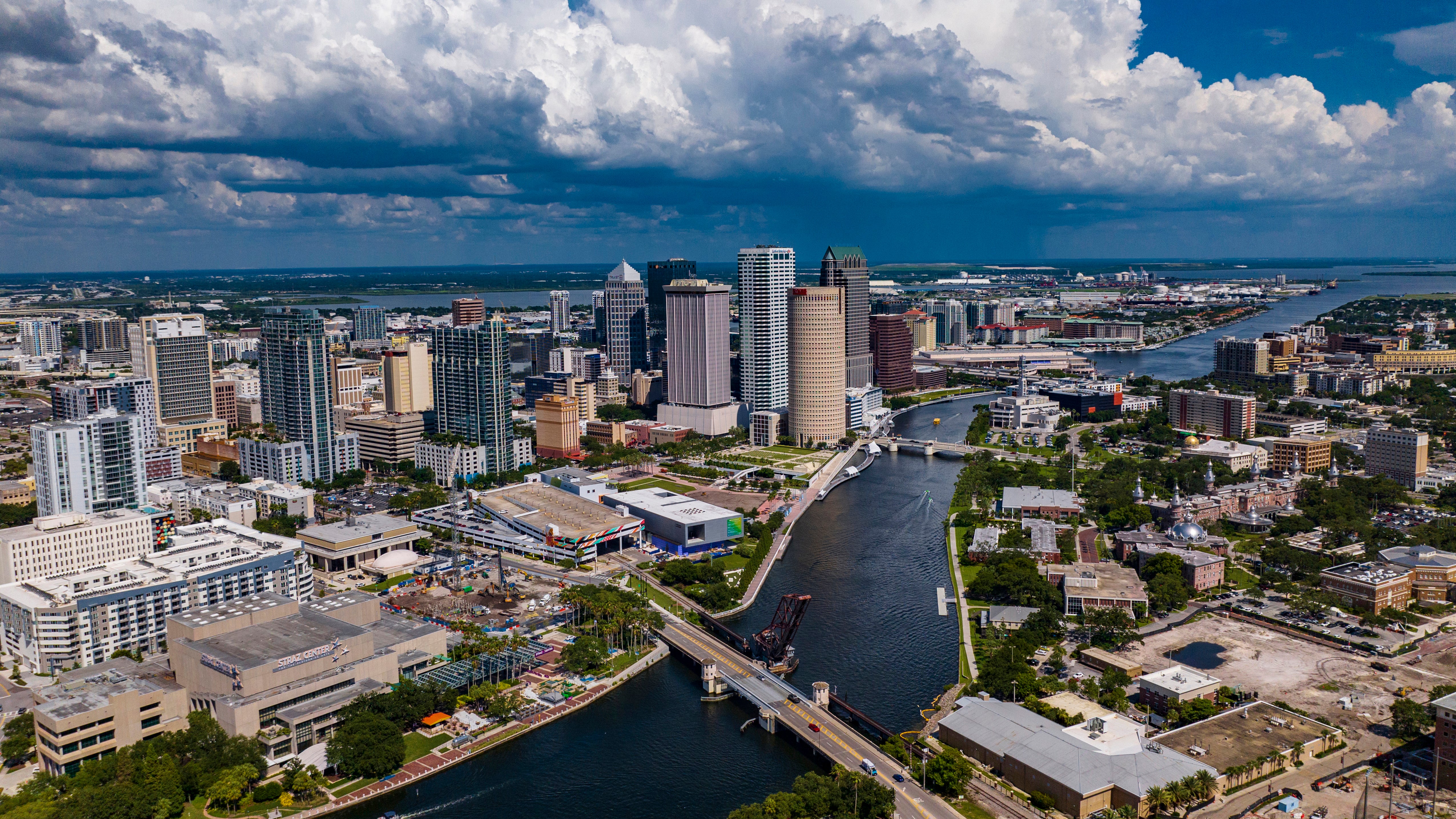 Aerial drone View of sprawling Tampa Bay Skyline, Florida. (Photo by: Joe Sohm/Visions of America/Universal Images Group via Getty Images)