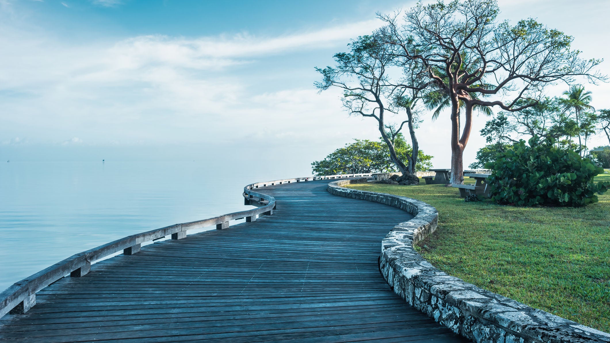 Boardwalk at Dante Fascell Visitor Center in Biscayne National Park, Florida, USA