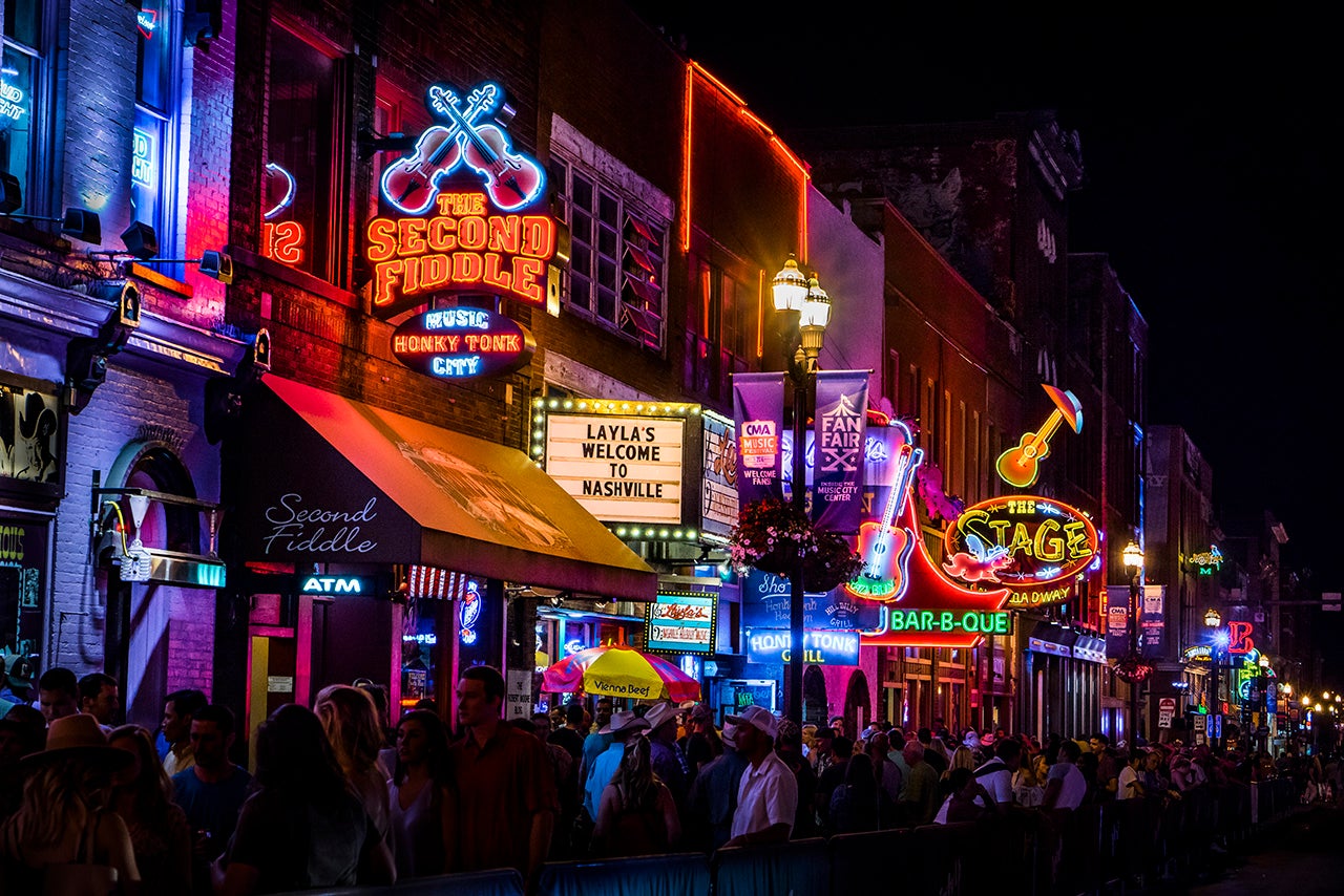 Broadway is major thoroughfare in Nashville, Tenn. It includes Lower Broadway, a renowned entertainment district for country music. (Nina Dietzel via Getty Images)