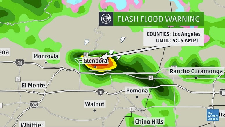 Quick Thunderstorm in Southern California Prompts Mudflow In Glendora