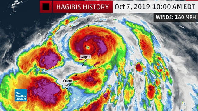 From Tropical Storm To Category 5 Super Typhoon Hagibis Rapid Intensification One Of Most Explosive On Record The Weather Channel Articles From The Weather Channel Weather Com