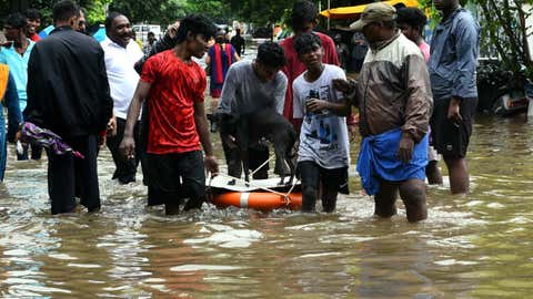 Tamil Nadu Fire and Rescue Services at Vijayaraghav Road, Teynampet on Sunday, November 7. (B A Raju / BCCL, Chennai)