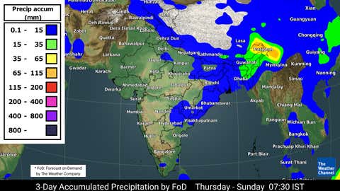 Rainfall forecast for 3 days from Thursday to Sunday. (TWC Met Team)