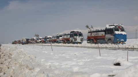 Jammu- Srinagar Highway is blocked due to shooting stones and landslides. Credits: IANS