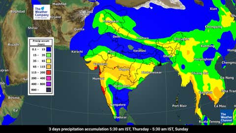 3-day rainfall forecast from Thursday to Sunday morning. (TWC Met Team)