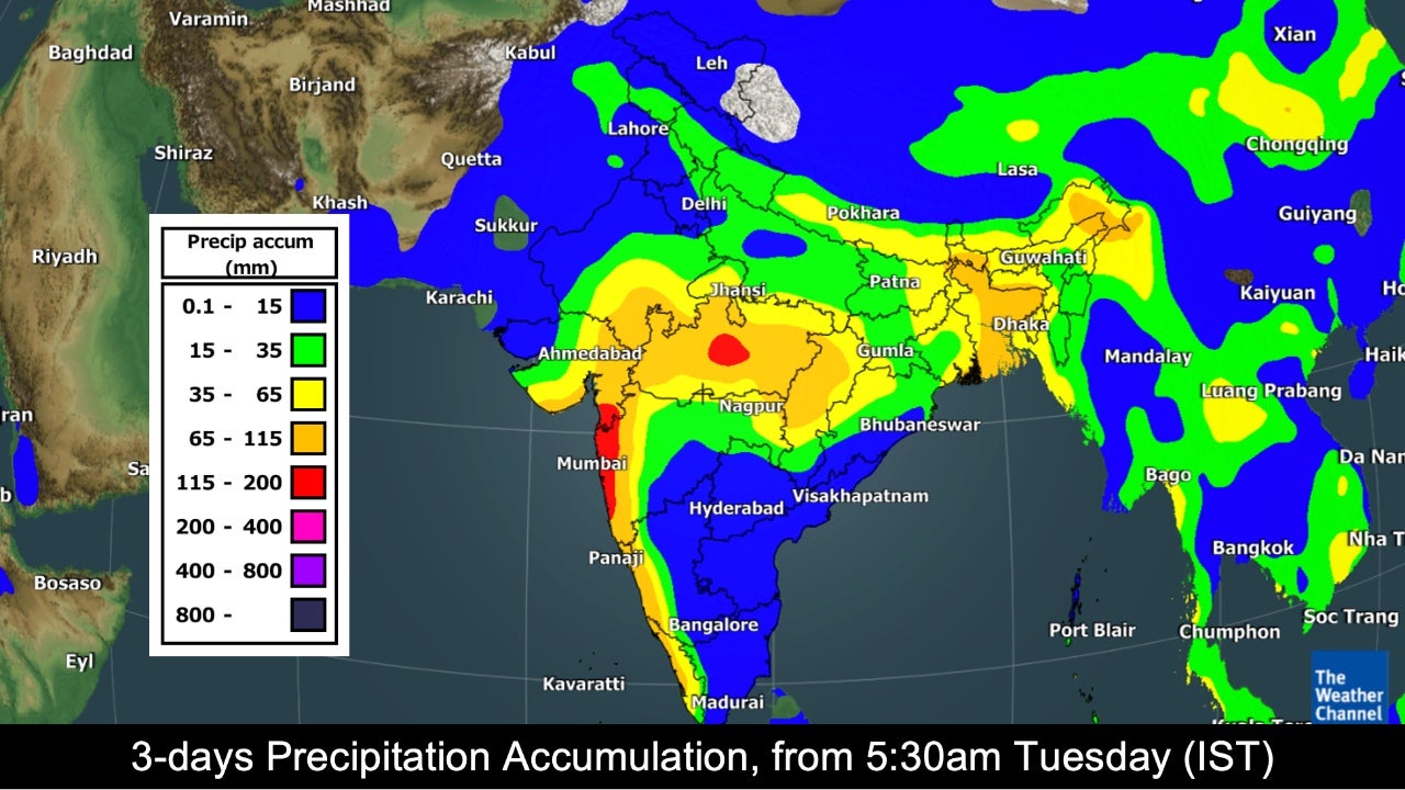 3-day rainfall forecast from Tuesday to Friday morning. (TWC Met Team)