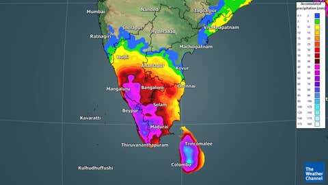 Five-days rainfall accumulation forecast for Kerala from Wednesday to Sunday (TWC Met Team)