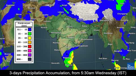 3-day precipitation forecast from Wednesday to Saturday morning (TWC Met Team)