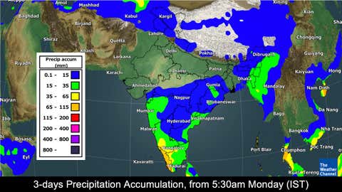 3 day rainfall accumulation from Monday Morning(TWC Met Team)