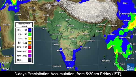 3-day rainfall forecast from Friday to Monday morning. (TWC Met Team)