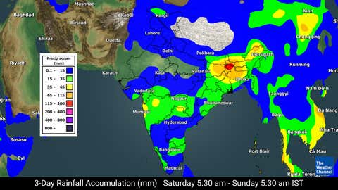 शनिवार से मंगलवार सुबह तक 3 दिन बारिश का पूर्वानुमान। (टीडब्ल्यूसी मौसम टीम)