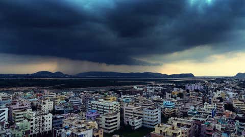 Dark clouds dump rain over Vijayawada, Andhra Pradesh. (Mahesh G/BCCL Vijayawada)