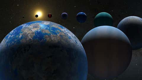 What do planets outside our solar system or exoplanets look like? Various options are shown in this figure. Scientists discovered the first exoplanets in the 1990s. As of 2022, the number stands at just over 5,000 confirmed exoplanets. (NASA/JPL-Caltech)