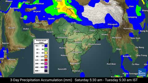 Rain accumulation for 3 days from Saturday to Tuesday morning (TWC Met Team)