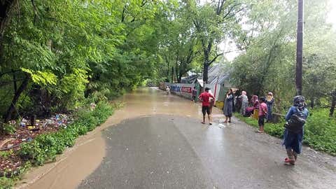 The flashflood water entered into many residential houses and inundated roads and agricultural fields in the area of Jammu. (Bilal Bahadur/TOI, BCCl, Delhi)