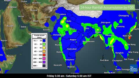 24-hour rainfall accumulation from Friday to Saturday. (TWC Met Team)