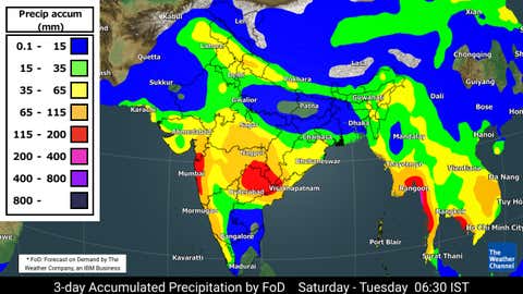 Three day precipitation accumulation from Saturday to Tuesday. (TWC Met Team)