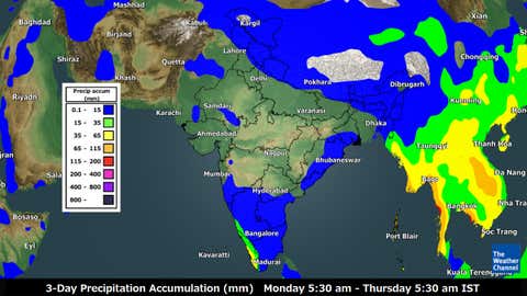 3-day rainfall forecast from Monday to Thursday (TWC Met Team