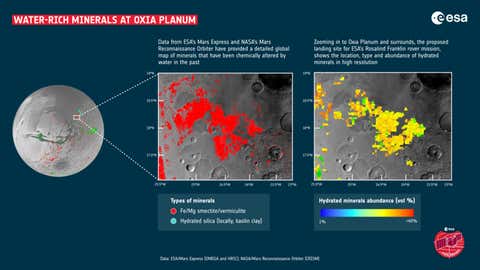 Global map of hydrated minerals on Mars (ESA)
