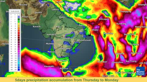 5 days precipitation accumulation from Thursday to Monday. (TWC Met Team)