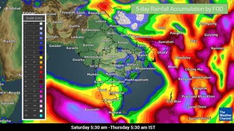 Five day rainfall accumulation from Saturday to Thursday. (TWC Met Team)
