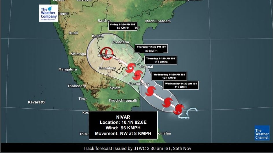 Andhra Pradesh Tamil Nadu To Experience Heavy Rainfall Induced By Cyclone Nivar The Weather Channel Articles From The Weather Channel Weather Com