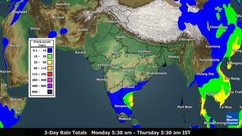 3-day rainfall accumulation from Monday to Thursday morning (TWC Met Team)