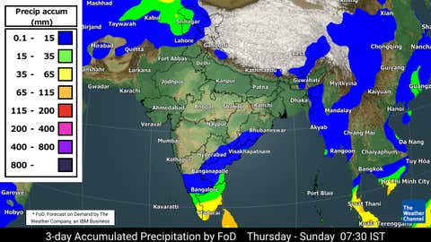 Thursday to Sunday morning 3-day rainfall accumulation forecast (TWC Met Team)