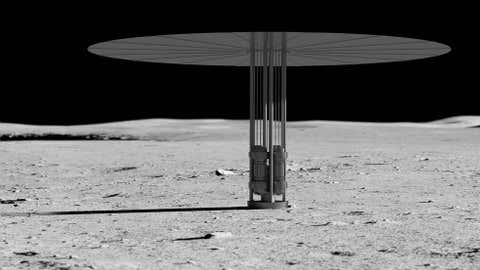 Artist's concept of a new fission power system on the lunar surface.  (NASA)