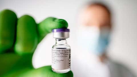 A vial of Pfizer/BioNTech COVID-19 vaccine. (BioNTech/Handout via Xinhua)