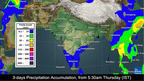 3-day rainfall forecast from Thursday to Sunday morning. (TWC Met Team)