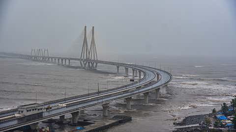 Bandra-Worli sea link closed due to cyclone Tauktae in Mumbai on Monday. (Kaushik Naik/TOI, BCCL, Mumbai)