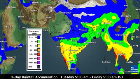 3-day rainfall forecast from Tuesday to Friday morning (TWC Met Team)