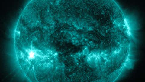 File photo:NASA's Solar Dynamics Observatory (SDO) captured this image of an M7.9 class flare on March 13, 2012 at 1:29 p.m. EDT.(NASA/SDO)